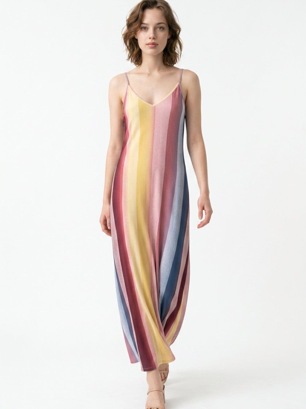 WHITE BIRCH | Vertical Stripe Multicolor Maxi Dress Boutique Medium